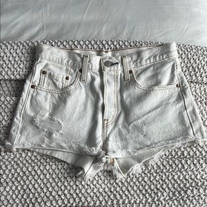 Levi’s 501 White Denim Shorts size 28! Great condition.